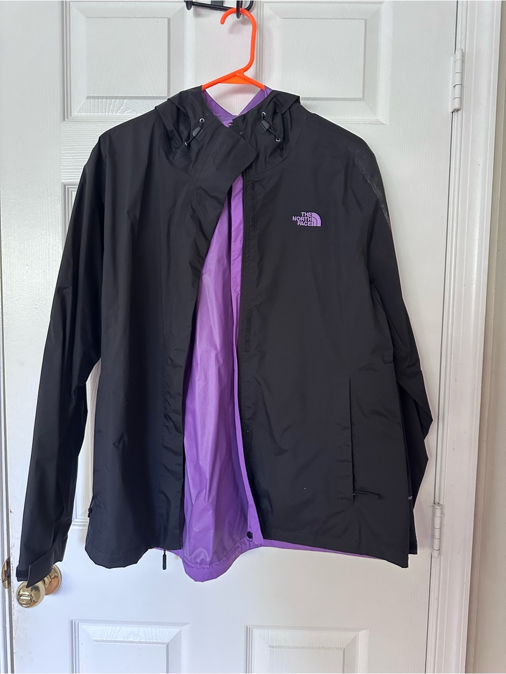 The North Face Black Shell Jacket with Purple Lining